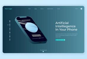 Processing Technology and Smartphone isometric illustration for Landing Page vector