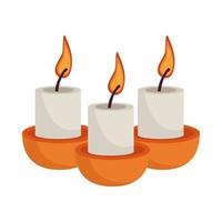 candles with flames isolated icons vector