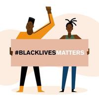 Black lives matter banner with man and woman vector