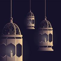 lamps hanging for ramadan kareem decoration vector