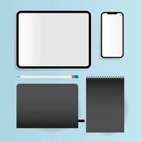 Modern stationery and gadget mock-up template vector