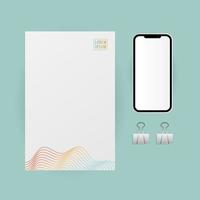 Paper and smartphone mockup vector