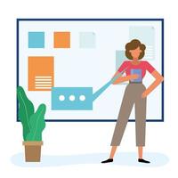 woman with board in the office vector design