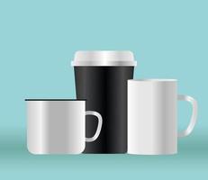 Coffee mugs mockup vector
