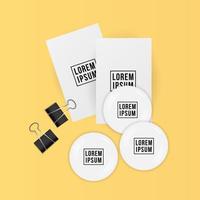 Cards, clips, and white pins mockup vector