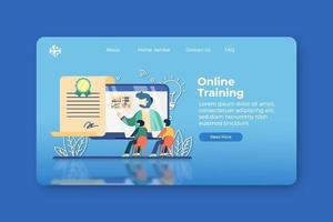 Modern Flat Design Vector Illustration. Online Training Landing Page and Web Banner Template. Certification, Online Courses, Digital Education, Webinar, E-Learning, Video Tutorial, Online Teaching.