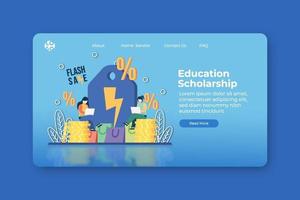 Modern flat design vector illustration. Education Scholarship landing page and website banner template. Global Education, Distance Education, Student Loan, Investment in Education, abroad educational.