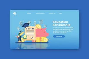 Modern flat design vector illustration. Education Scholarship landing page and website banner template. Global Education, Distance Education, Student Loan, Investment in Education, abroad educational.