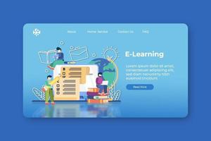 Modern Flat Design Vector Illustration. E-Learning Landing Page and Web Banner Template. Digital Education, Online Teaching, Distance Education, Home Schooling, Learn during quarantine