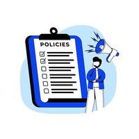 Policies Flat Design Concept vector Illustration icon. Insurance Claim form, Insurance Policy, User Agreement, Health Insurance, Business Rule. Abstract Metaphor. can use for landing page, mobile app.