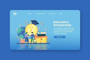 Modern flat design vector illustration. Education Scholarship landing page and website banner template. Global Education, Distance Education, Student Loan, Investment in Education, abroad educational.