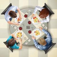 top view character table eating vector