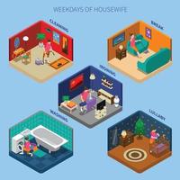 housewife isometric people composition vector