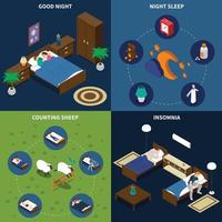 sleep time sleep disorders isometric 2x2 vector