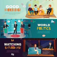 talk show participants horizontal banners vector