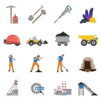 miner mining flat set vector