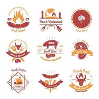 asador vintage emblemas color vector