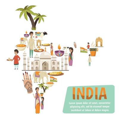 India icon map background