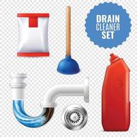 drain cleaner set vector