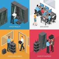 concepto de diseño de centro de datos isométrico en la nube vector