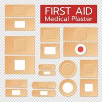 realistic aid plaster transparent set vector