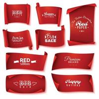 red paper banner set vector