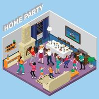 party celebraion people isometric composition vector