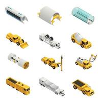 tunnel construction boring isometric icons vector