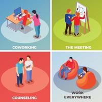 coworking people isometric 2x2 vector