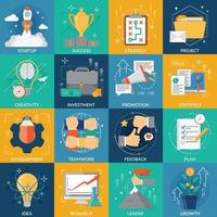 startup project development concept icons vector