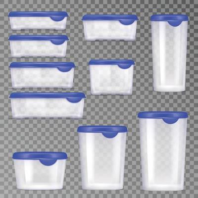 plastic food containers realistic set