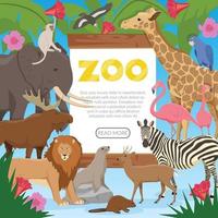 composición plana del zoológico