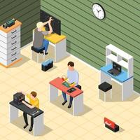 Service centre isometric background vector