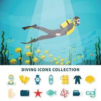 Diving flat illustration vector