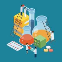 Pharmaceutical production isometric background vector