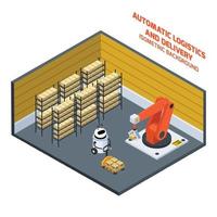 Automatic logistics and delivery isometric composition vector