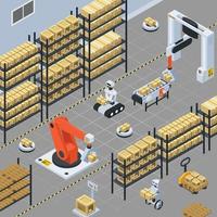 Automatic logistics and delivery isometric background vector