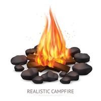 realistic campfire vector illustration