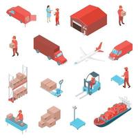 isometric logistic delivery set vector