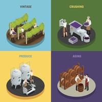 wine production isometric 2x2 vector