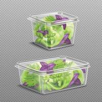 fresh salad in plastic package set vector