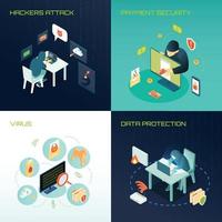 isometric hacker design concept vector