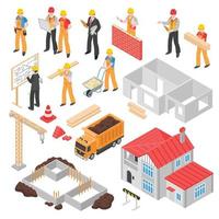 isometric builders engineer architect set vector