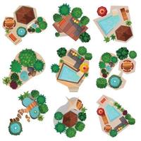 landscape design top view compositions set vector