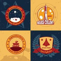 emblemas de exploración espacial color 2x2 vector