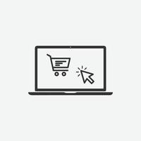 tienda online compras vector icono aislado sobre fondo gris