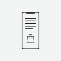 Vector illustration of phone with shopping bag icon