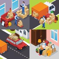 relocation service relocating people moving company isometric 2x2 vector