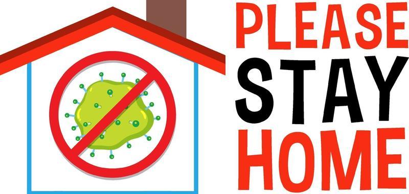 Stop virus sign with please stay home font