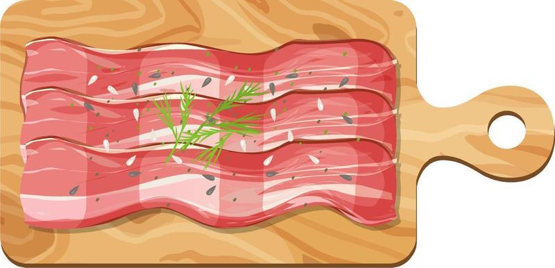 Bacon on a wooden cutting board isolated